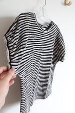 NEW LOFT Black & White Striped Textured Top | XXS Petite