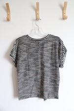 NEW LOFT Black & White Striped Textured Top | XXS Petite
