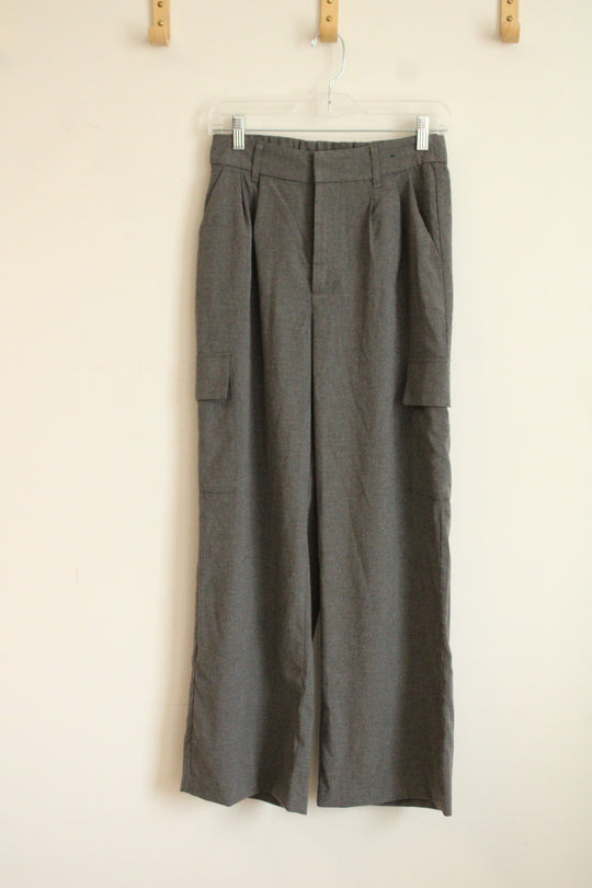 Hollister Ultra High-Rise Wide Leg Pleated Gray Cargo Pants | S