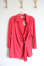 Susan Graver Pink Wrap Long Sleeved Top | L