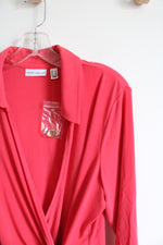Susan Graver Pink Wrap Long Sleeved Top | L