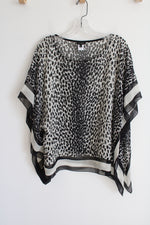 Talbots Silk Cheetah Print Chiffon Poncho Style Blouse | S/M