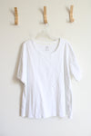 Isaac Mizrahi Live Solid White Tee | 2X