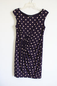 Connected Apparel Burgundy Tan Polka Dot Dress | 12 Petite