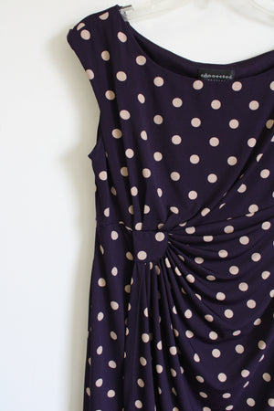 Connected Apparel Burgundy Tan Polka Dot Dress | 12 Petite