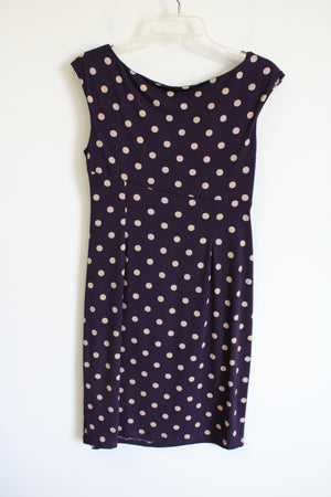 Connected Apparel Burgundy Tan Polka Dot Dress | 12 Petite