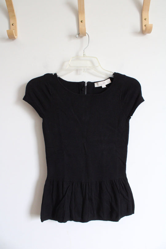 NEW LOFT Black Fit & Flare Top | XXS Petite