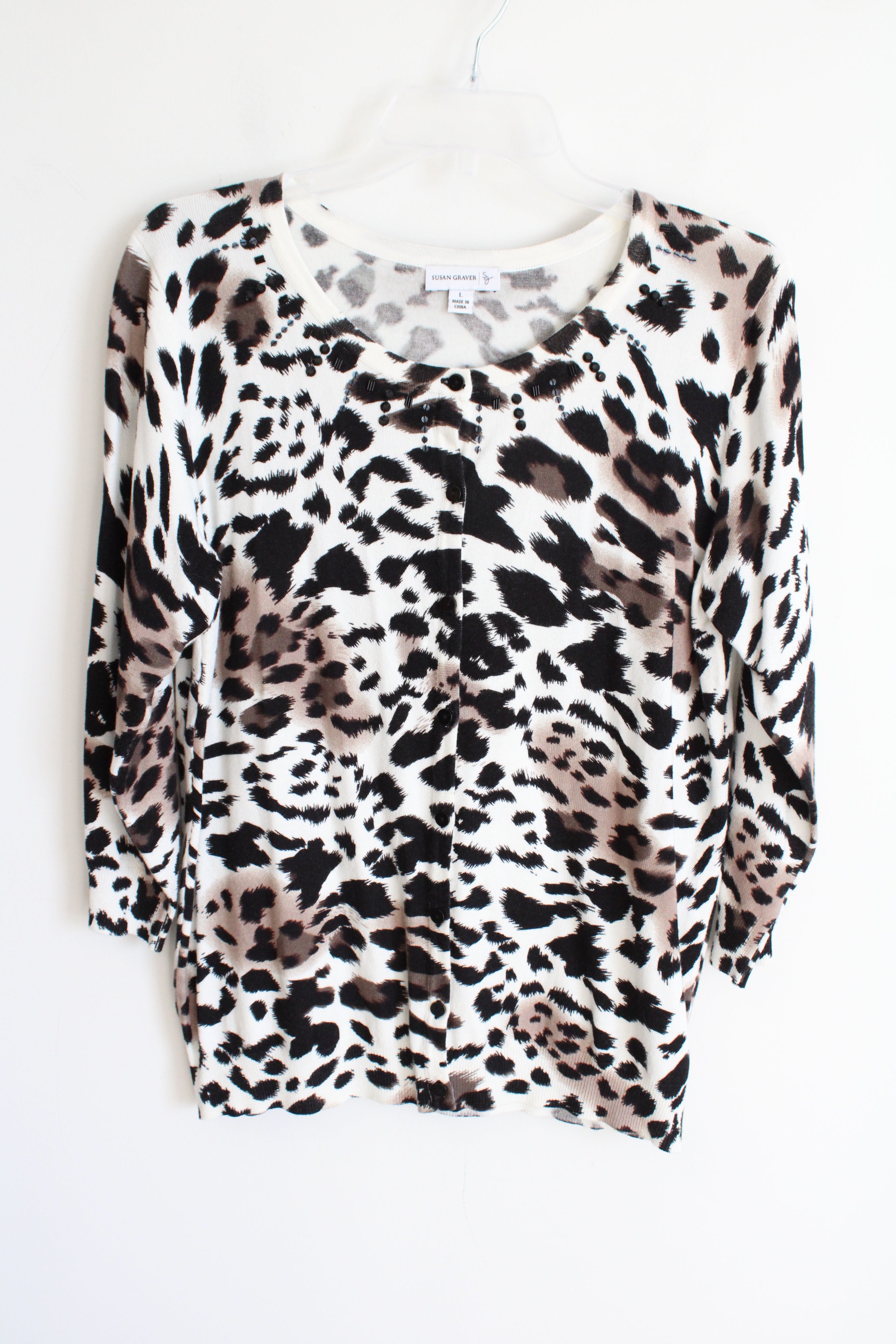 Chemise Femme Susan Graver - Imprimé Léopard/guépard - Noir/marron/beige - Taille M