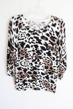Susan Graver Cheetah Print Beaded Knit Cardigan | L