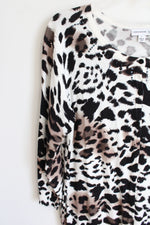 Susan Graver Cheetah Print Beaded Knit Cardigan | L