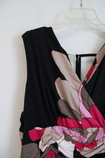 NEW Jonathan Martin Black Pink & Tan Floral Maxi Dress | 3X