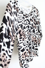 Susan Graver Cheetah Print Beaded Knit Cardigan | L