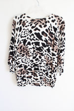 Susan Graver Cheetah Print Beaded Knit Cardigan | L