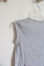 LOFT Black & White Striped Cap Sleeve Top | XXS Petite