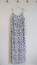 NEW Old Navy Maternity White Blue & Purple Dotted Maxi Dress | L