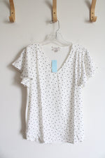 NEW LOFT White & Black Dotted Top | XXS Petite