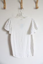 NEW LOFT White & Black Dotted Top | XXS Petite