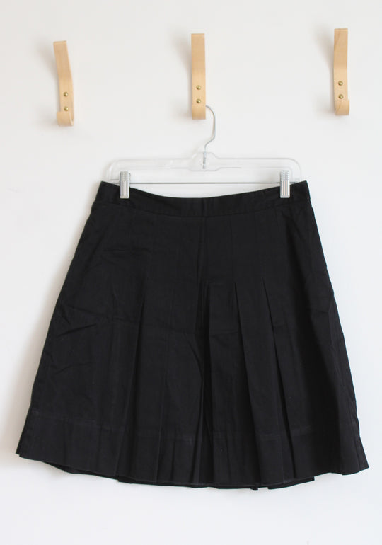 Ann Taylor Black Pleated Midi Skirt | 8