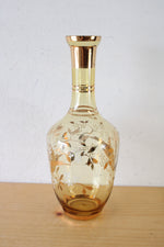 Vintage Yellow Gold Bird & Leaf Patterned Decanter