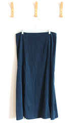 Notations Dark Teal Faux Suede Velvet Long Skirt | XL