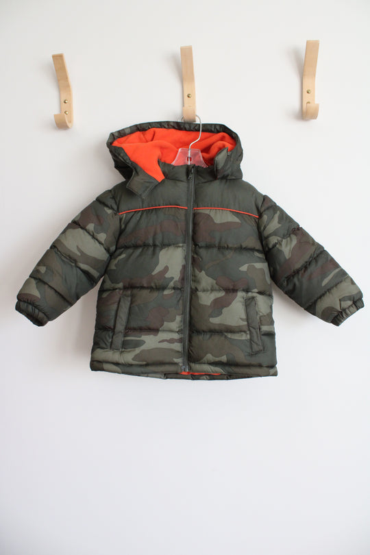 Faded Glory Camo Green Fleece Lined Winter Coat | 18 MO