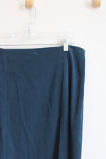 Notations Dark Teal Faux Suede Velvet Long Skirt | XL