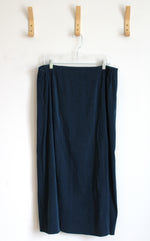 Notations Dark Teal Faux Suede Velvet Long Skirt | XL