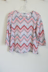 Alfred Dunner Red Pink Gray Chevron Top | M Petite