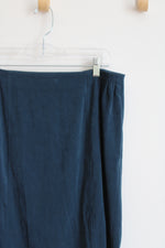 Notations Dark Teal Faux Suede Velvet Long Skirt | XL