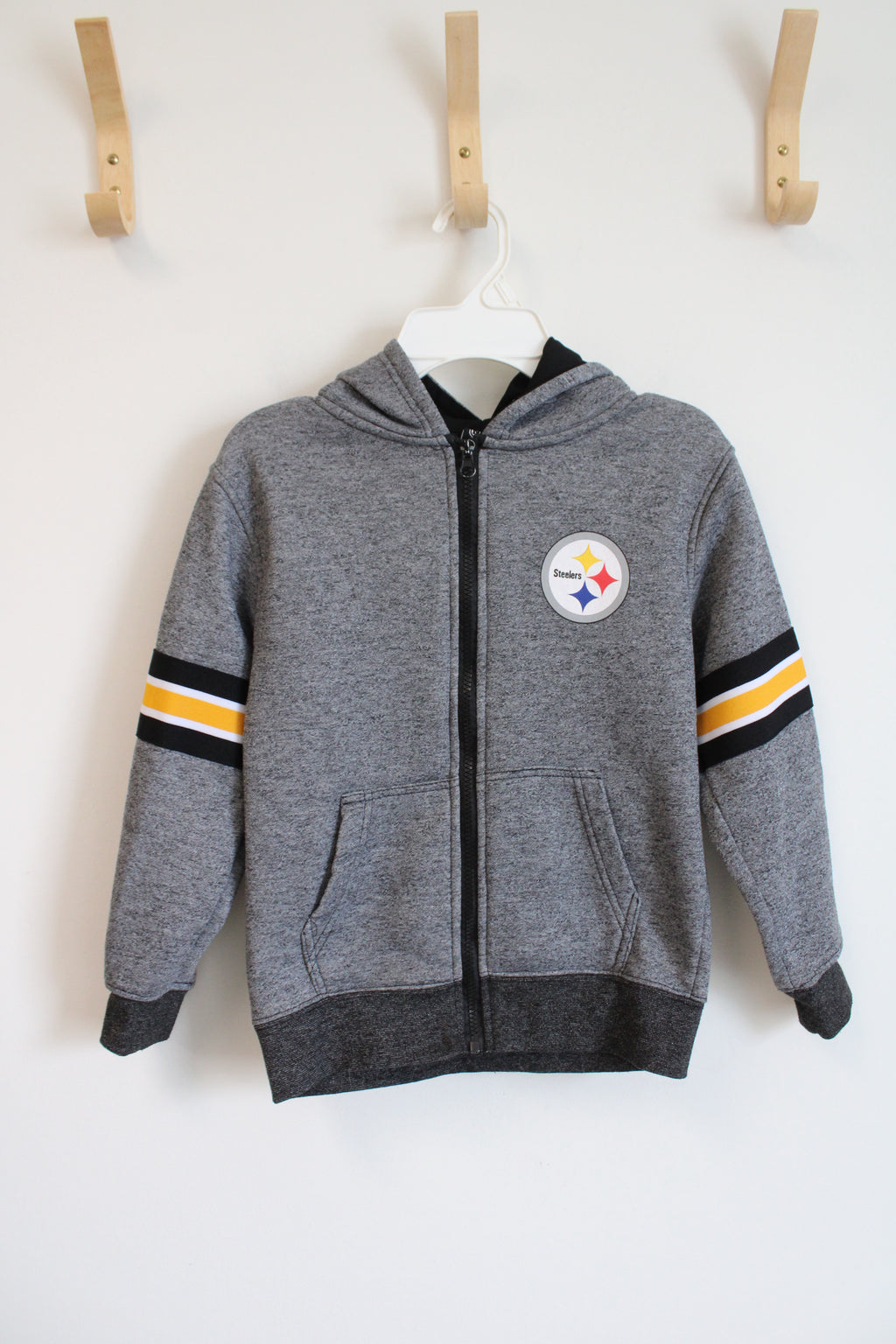 NFL Team Apparel Pittsburgh Steelers Gray Full Zip Jacket | Youth S (8)