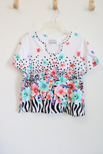 Alfred Dunner White Floral Spotted Top | L Petite