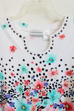 Alfred Dunner White Floral Spotted Top | L Petite