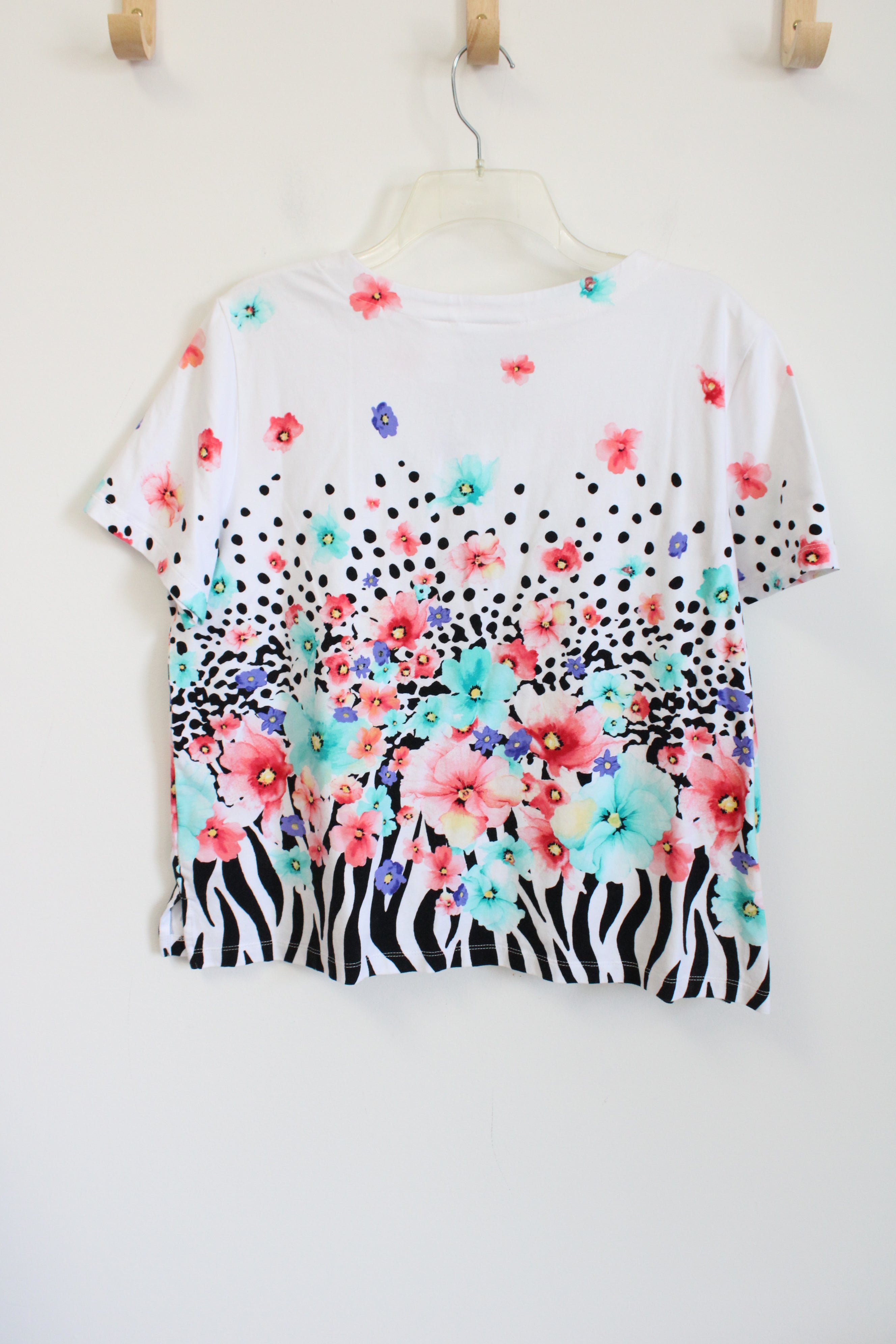 Alfred Dunner White Floral Spotted Top | L Petite