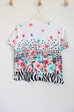 Alfred Dunner White Floral Spotted Top | L Petite