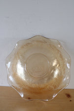 Vintage Iridescent Gold Ruffled Edge Floral Etched Bowl