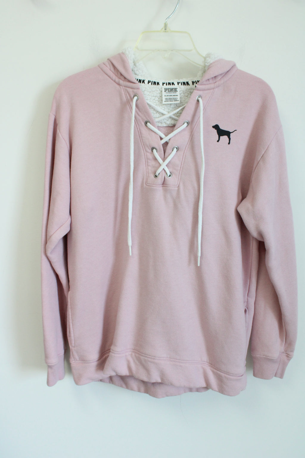 Victoria's Secret Pink Lace Up Sherpa Lined Hoodie | XS