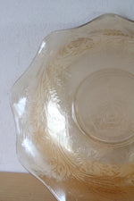Vintage Iridescent Gold Ruffled Edge Floral Etched Bowl