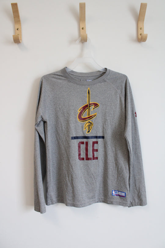 Under Armour Gray Cleveland Cavaliers Long Sleeved Shirt | Youth M