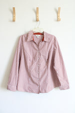 CJ Banks Terracotta Orange & White Striped Button Down Top | X