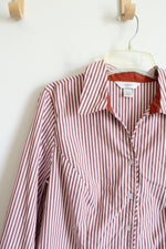 CJ Banks Terracotta Orange & White Striped Button Down Top | X