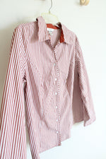 CJ Banks Terracotta Orange & White Striped Button Down Top | X