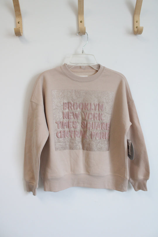 NEW No Comment NYC Tan Glitter Sweatshirt | Youth S (7/8)