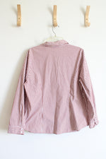 CJ Banks Terracotta Orange & White Striped Button Down Top | X