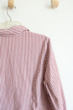 CJ Banks Terracotta Orange & White Striped Button Down Top | X