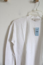NEW LOFT White Ribbed Linen Blend Cardigan | XXS Petite