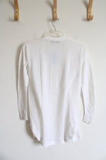 NEW LOFT White Ribbed Linen Blend Cardigan | XXS Petite