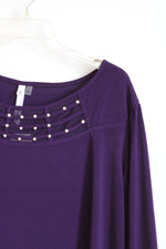 NEW NY Collection Purple Crepe Mesh Inset Blouse | 3XL