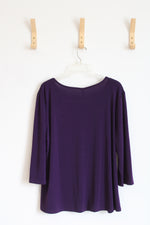 NEW NY Collection Purple Crepe Mesh Inset Blouse | 3XL