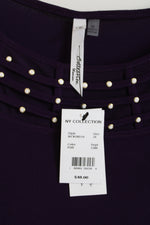 NEW NY Collection Purple Crepe Mesh Inset Blouse | 3XL