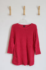 Talbots Open Knit Pink 3/4 Sleeves Sweater | L Petite